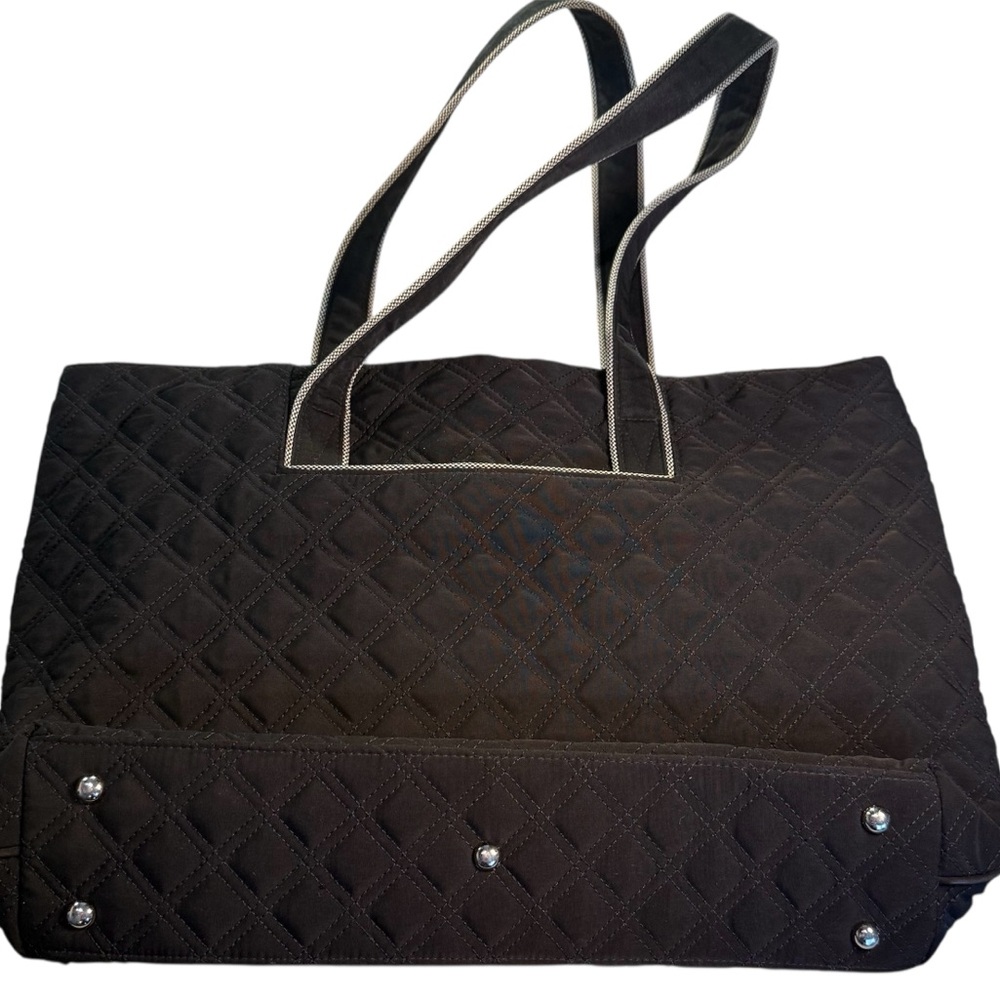 Vera Bradley Black Quilted Large Tote Bag Purse 
With Floral Lining Zip Top - Picture 8 of 8
